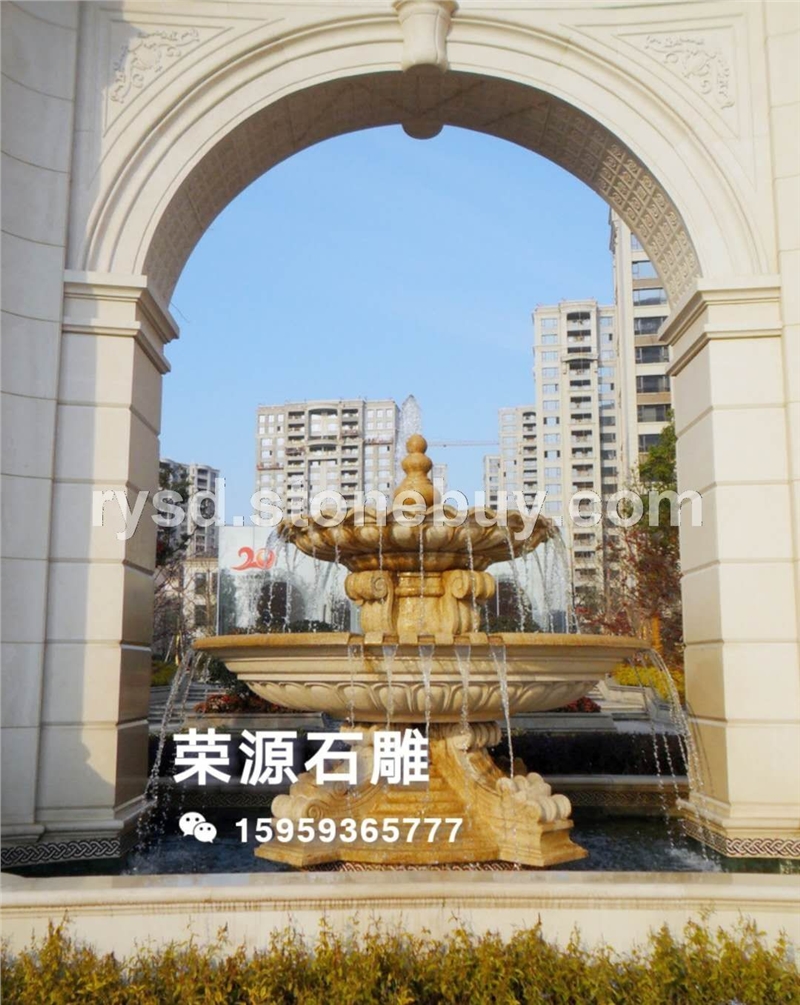 石雕黄锈喷泉花岗岩喷泉