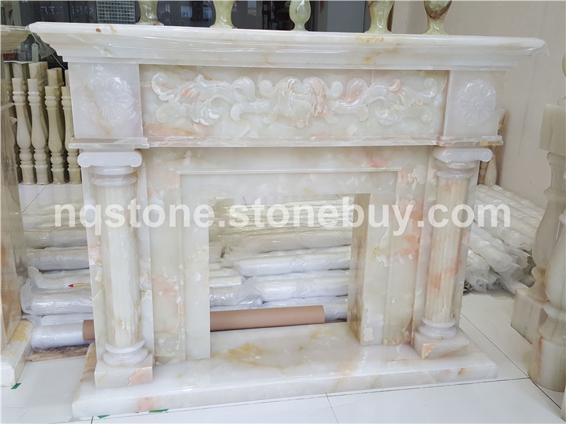 F-273红花冰玉石壁炉ONYX MANTEL
