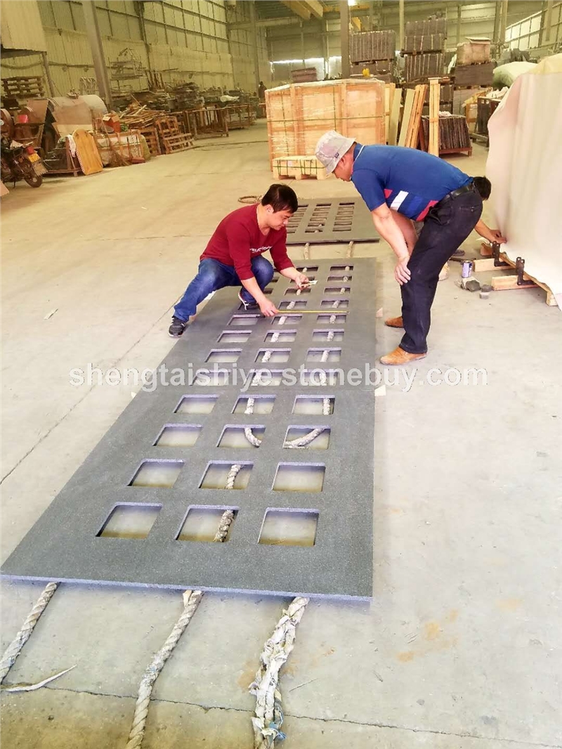 印度黑4矿火烧加刷面，玻璃孔成品加工图