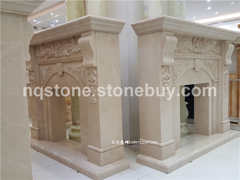 新莎安娜米黄大理石雕刻壁炉TEA ROSE FIREPLACE