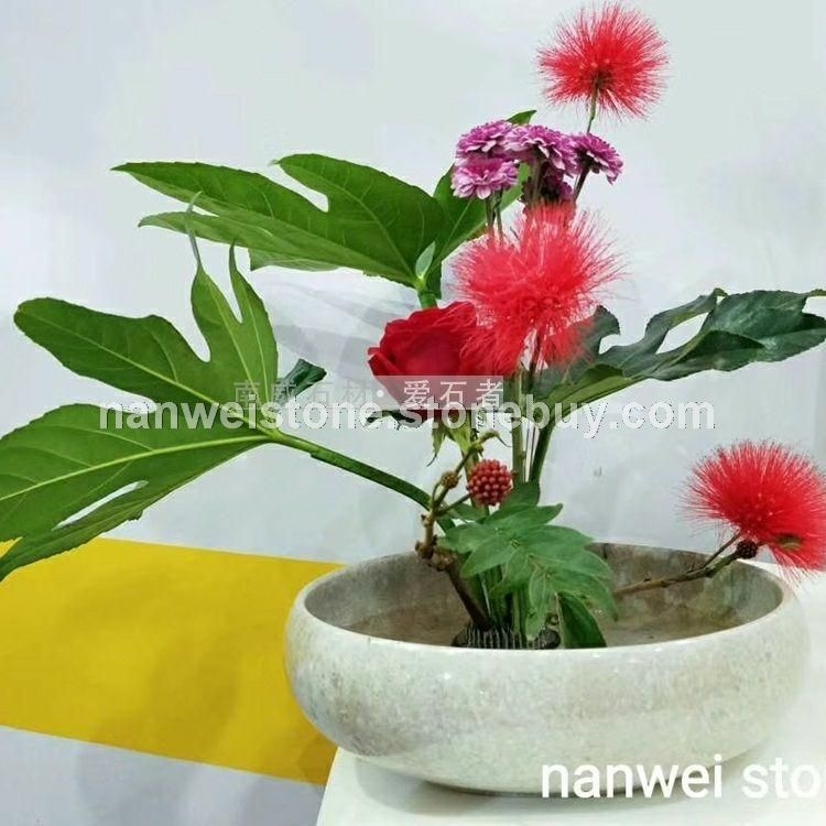 天然大理石工艺品 大理石花盆果盘