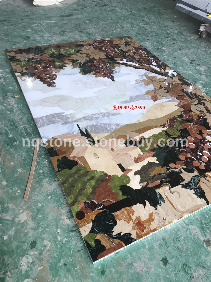 WJ-022天然石材水刀拼画