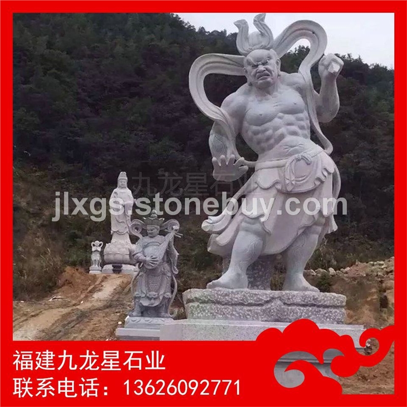 石雕哼哈二将 寺庙石雕佛像 看门神将哼哈二将雕刻