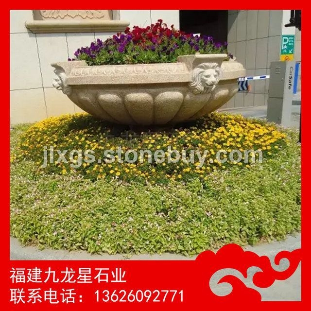 埃及米黄花钵 欧式花钵 大理石花钵 米黄花钵