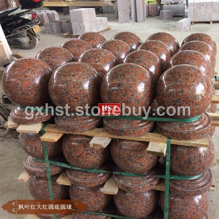 红色车止石 枫叶红石球 岑溪红圆球 车档石