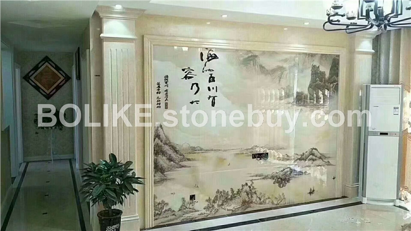 微晶石電視背景墻瓷磚新中式現代簡約客廳羅馬柱背景墻造型簡歐