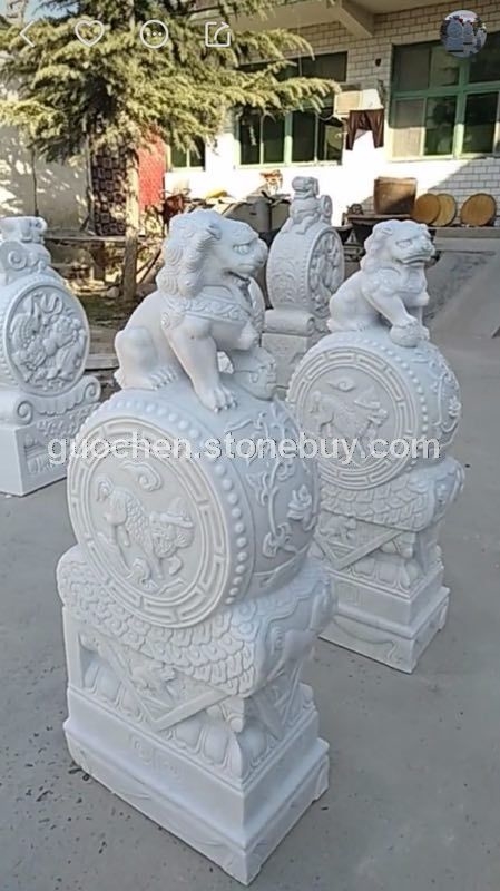 汉白玉 吉祥狮鼓石雕