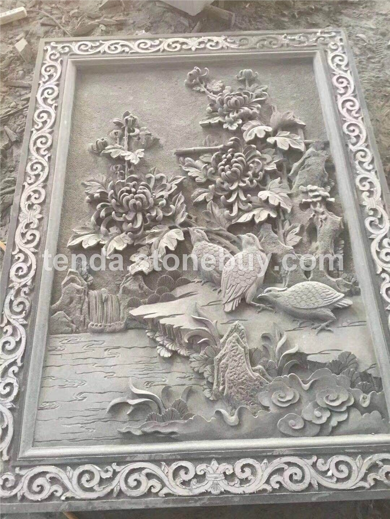青石花鸟雕刻壁画