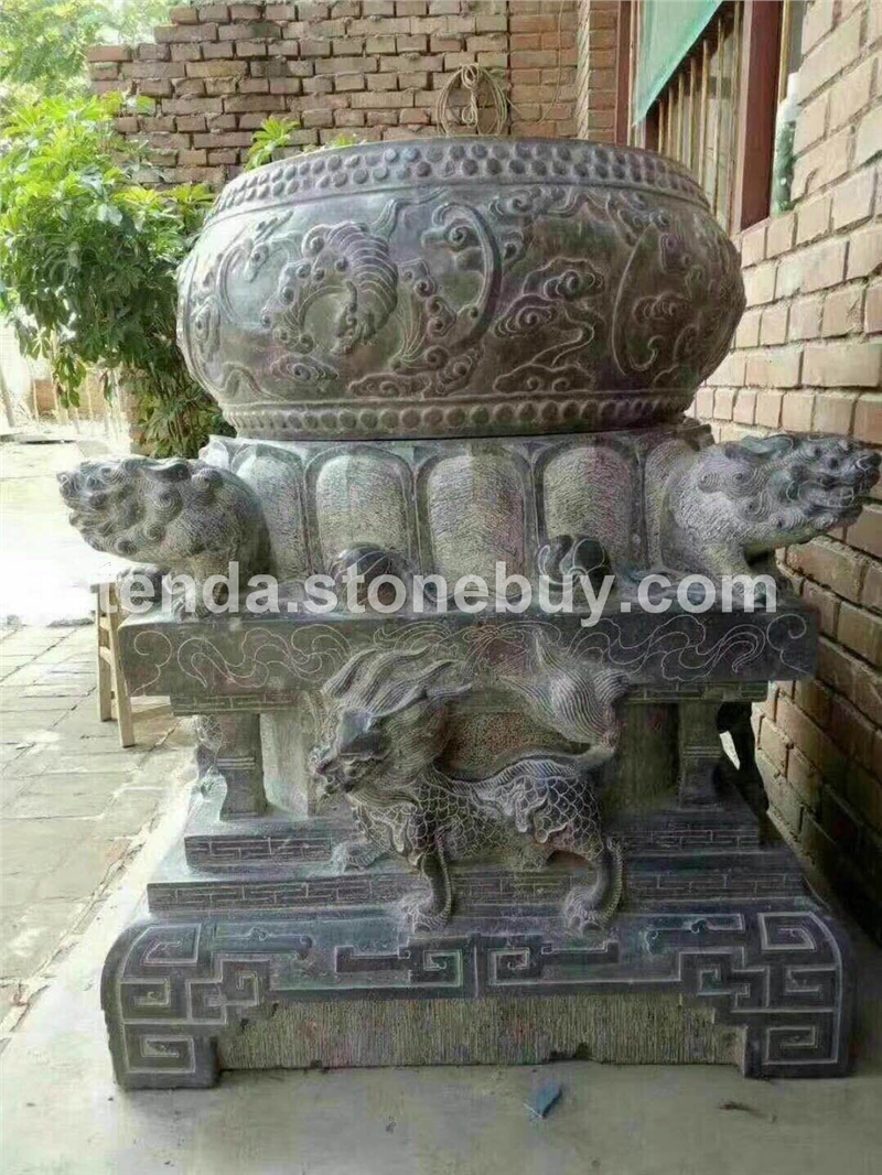 青石仿古雕刻柱垫石