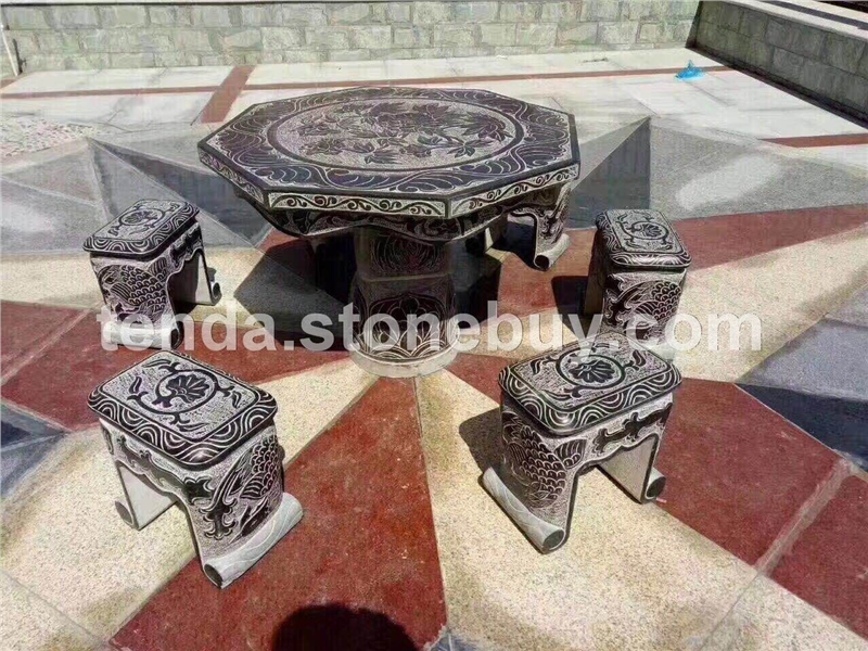 青石仿古雕刻石桌