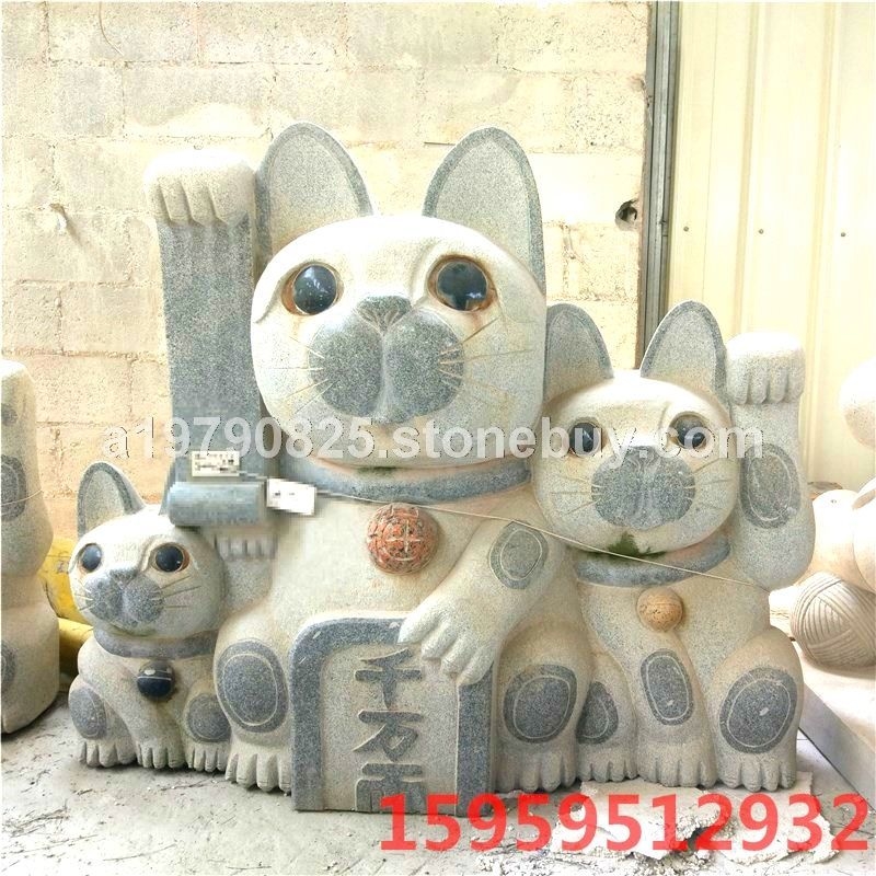 花岗岩石雕动物猫，石雕动物