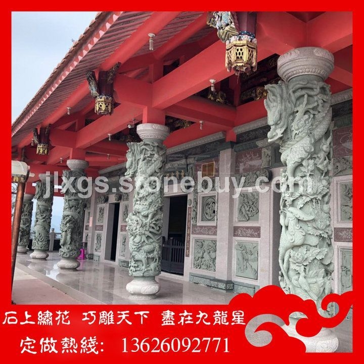 寺廟青石龍柱雕刻 仿石石雕龍柱