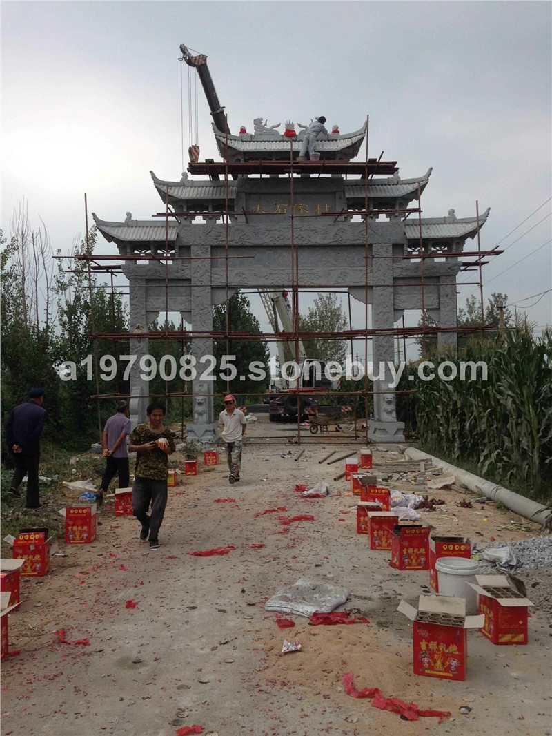 石雕山门牌坊，石雕山门，山门