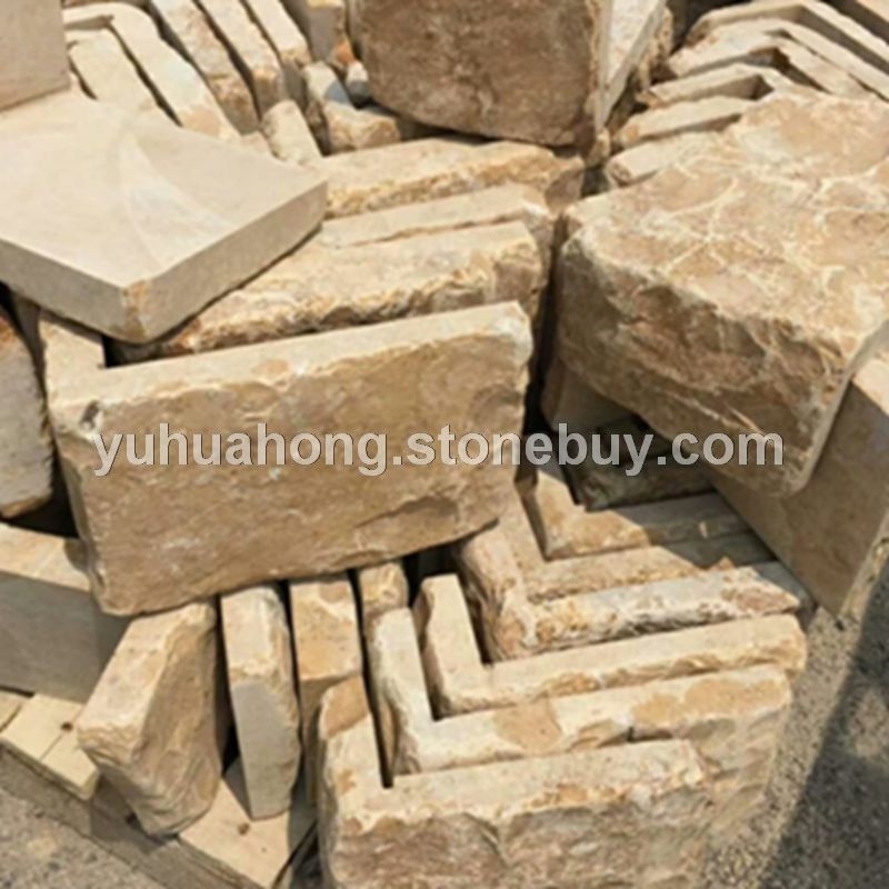 黄底石灰石墙拐角石材成品