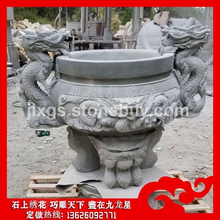 石雕香炉 青石香炉 祭祀专用圆香炉