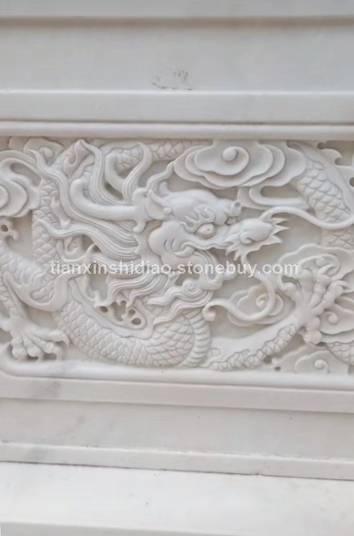 芝麻白石栏杆龙纹