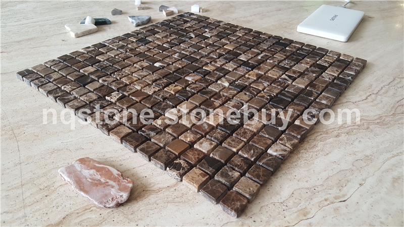 MT-010深啡网大理石光面马赛克地板Golden Spider mosaic tiles