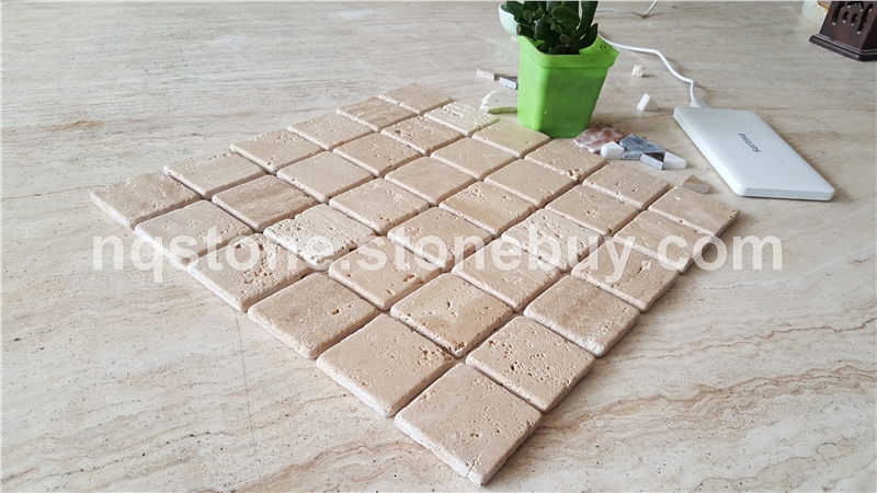MT-009伊朗进口洞石光面马赛克地板 mosaic tiles