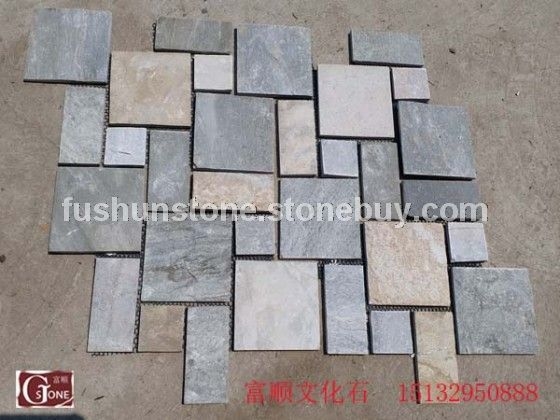 14黄木纹方形网贴冰裂纹小方块