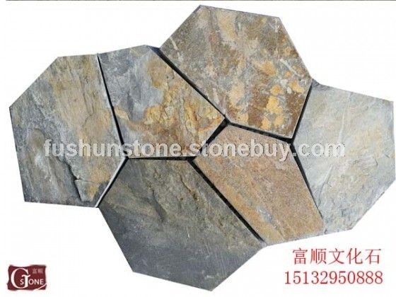 亮銹色板巖網(wǎng)貼冰裂紋銹色黃色