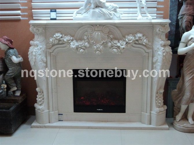 F-275漢白玉純手工雕刻壁爐架WHITE JADE MANTEL