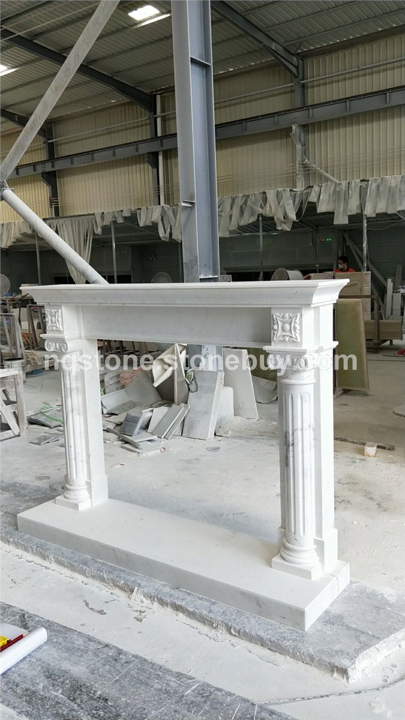 出口加拿大爵士白壁炉架Volakas Marble fireplace