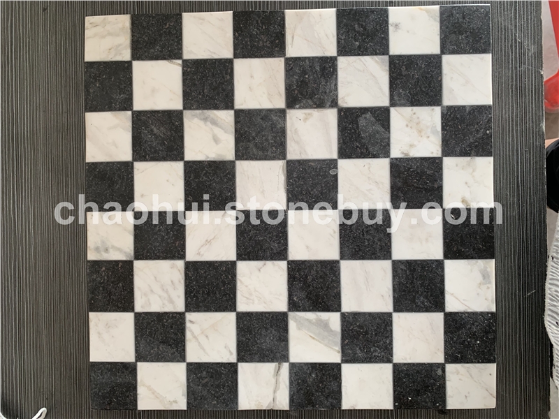 大理石黑金沙.爵士白拼棋盤