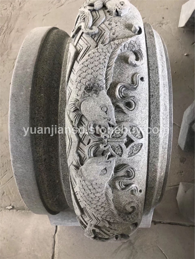 石雕青石柱座，柱斗