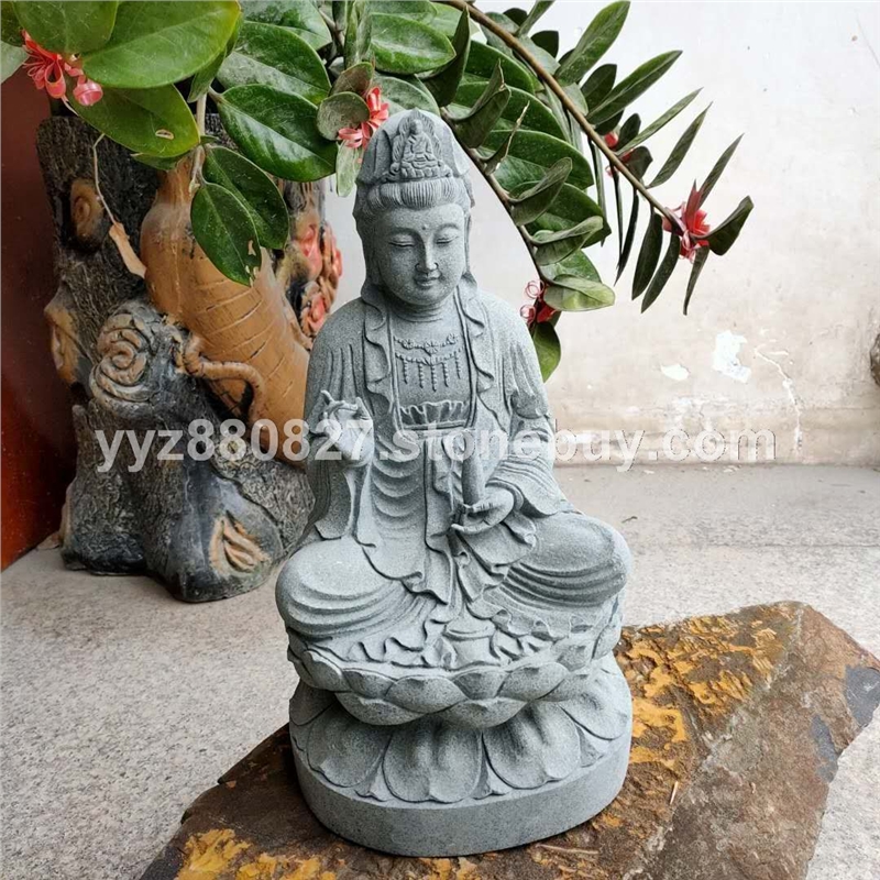 花崗巖觀音雕刻 青石佛像擺件寺院萬佛石雕