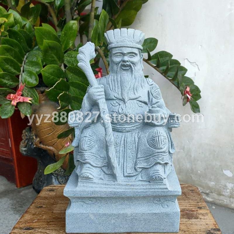 青石土地公石雕神像雕刻寺院佛像摆件