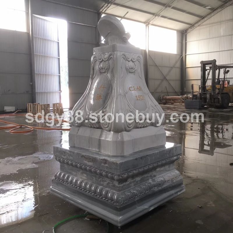 清华园日晷雕塑 汉白玉日晷计时器指南针