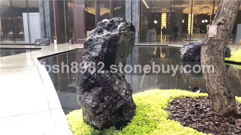 黑山石庭院枯山水造景岸邊圍邊用石