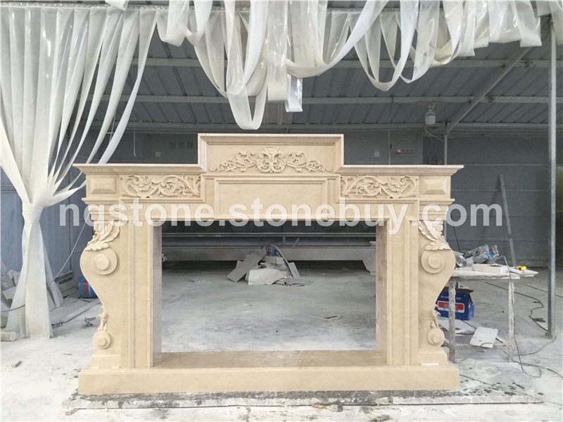 别墅进口米黄大理石壁炉WATEN WAVE FIREPLACE