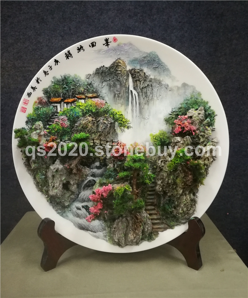 良好园林英石盆景画_石材工艺品