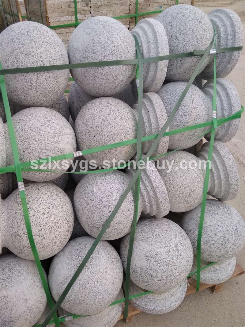 黄金麻异型石材挡车球 广场 停车场花白麻岗岩障碍圆球 石球墩