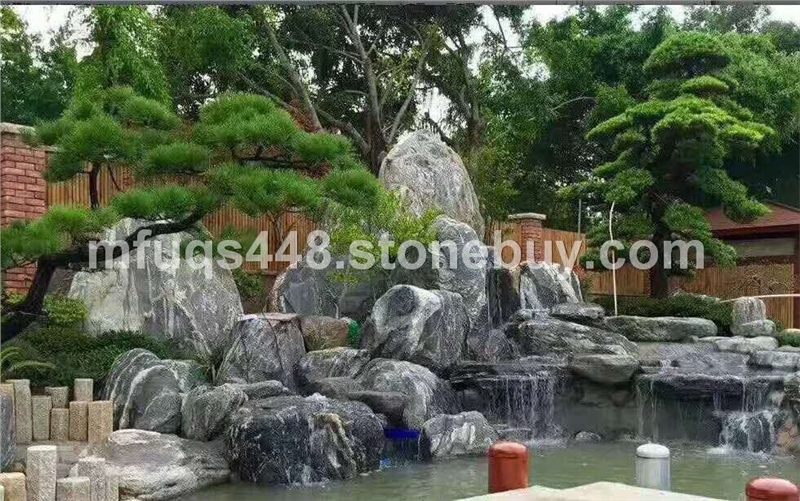 山中別墅水池假山造景特色泰山石