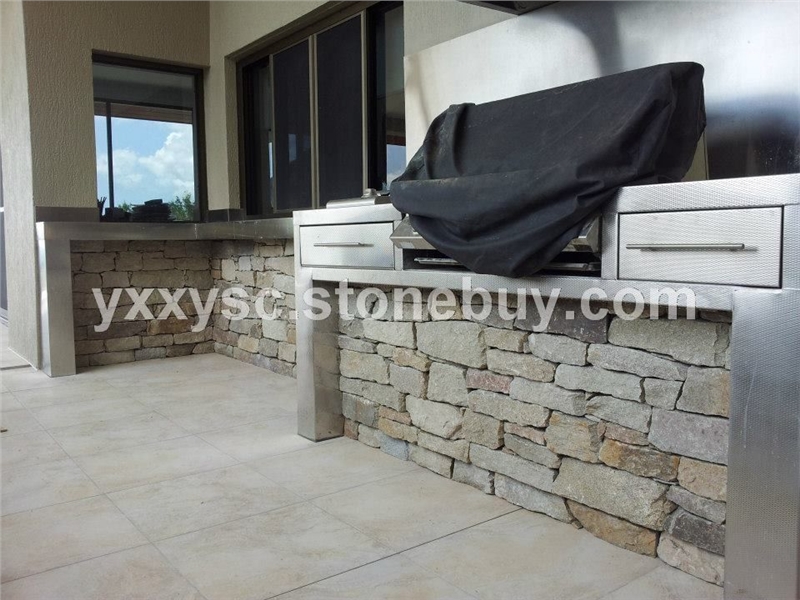 芝麻黄条形实景图 水泥文化石