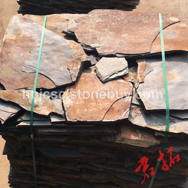 锈色碎拼石  花园景墙用石材