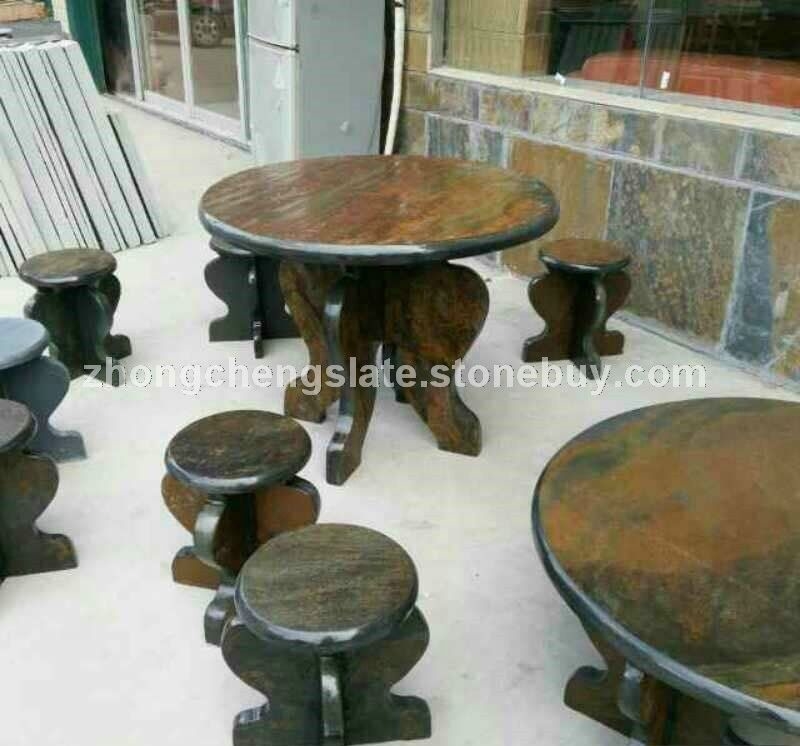 锈石板岩石桌石凳