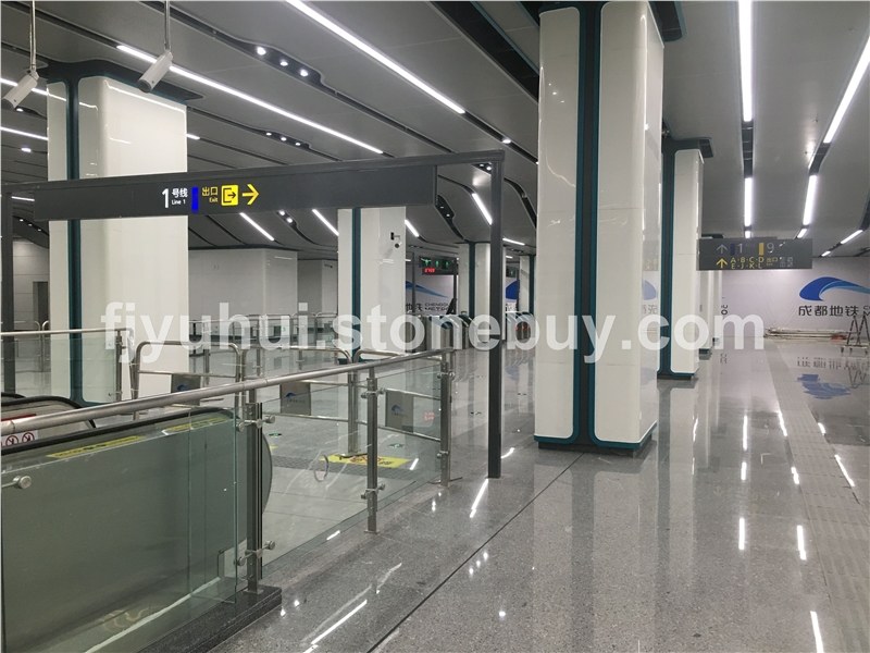 微晶石鱼肚白台面圆柱工地案例 成都地铁18号线