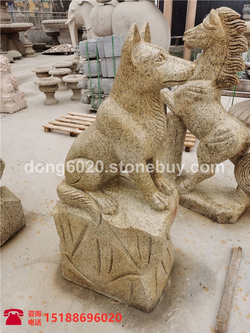 动物石雕花岗岩十二生肖狗摆件鼠牛虎兔龙蛇马羊猴鸡狗猪户外装饰