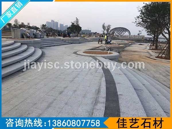 芝麻灰地铺石景观工程案例