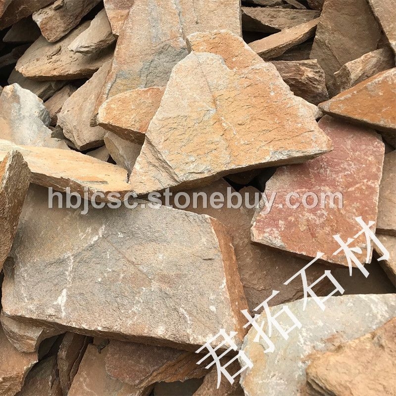 灰色垒墙石 河南碎拼石 浅灰色碎拼石 黄木纹碎拼石材