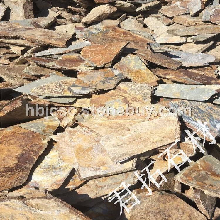 乱型石板 黄木纹板岩碎拼 河北护坡石 虎皮石碎拼