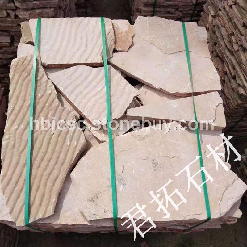 石条垒墙 青锈色碎拼石生产厂 冰裂纹锈石碎拼