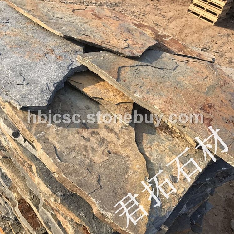 乱形砂岩石片墙 片石价格 黑色碎拼厂家 黄木纹碎拼石园路