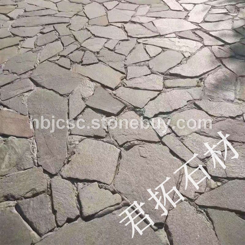 碎拼石板地面 碎拼汀步石 灰色板岩碎拼 青石板碎拼