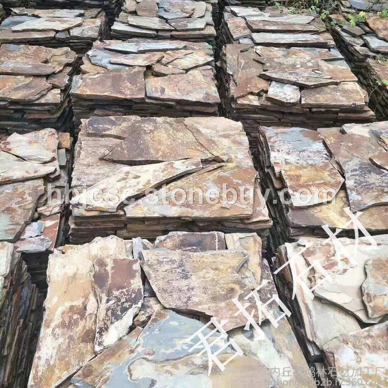 板岩垒墙石 浆砌片石挡土墙 河北青色板岩碎拼 园林碎拼石材