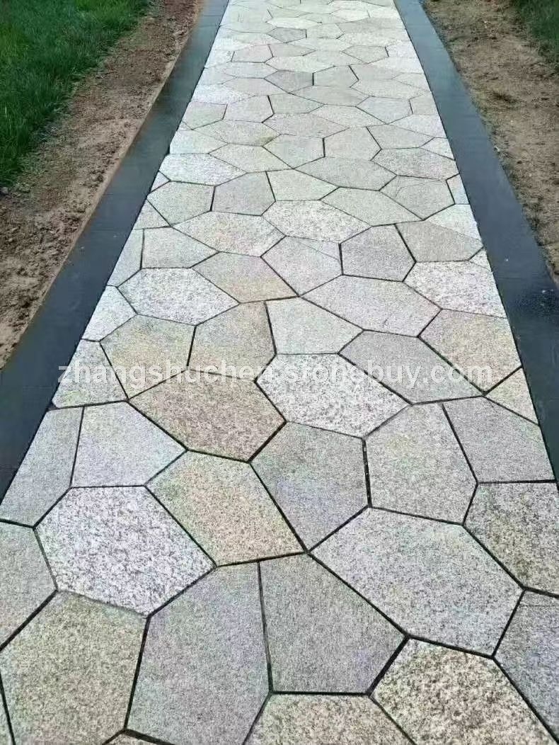 冰裂纹地铺多边形青石板拼凑