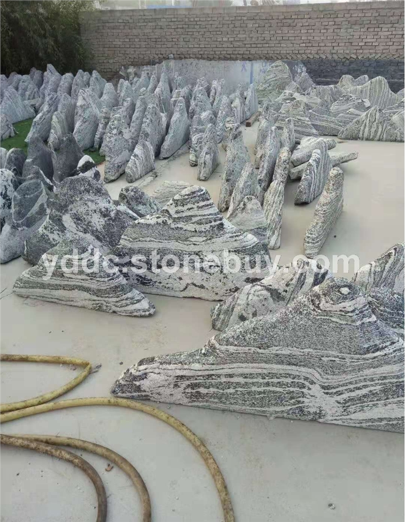 雪浪石户外草地别墅切片石加工定做